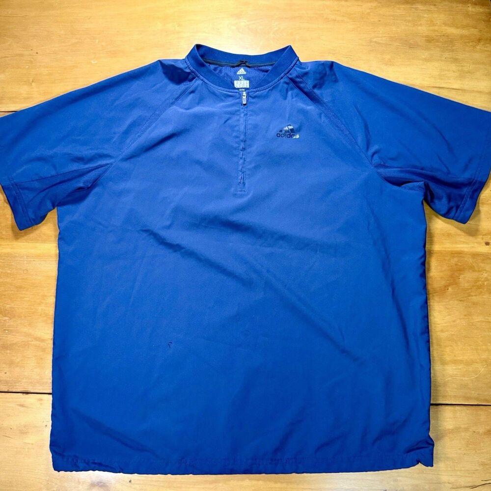 Adidas Men's Blue Golf Short Sleeve XL Oversized 1/4 Zip Athletic Vented Shirt